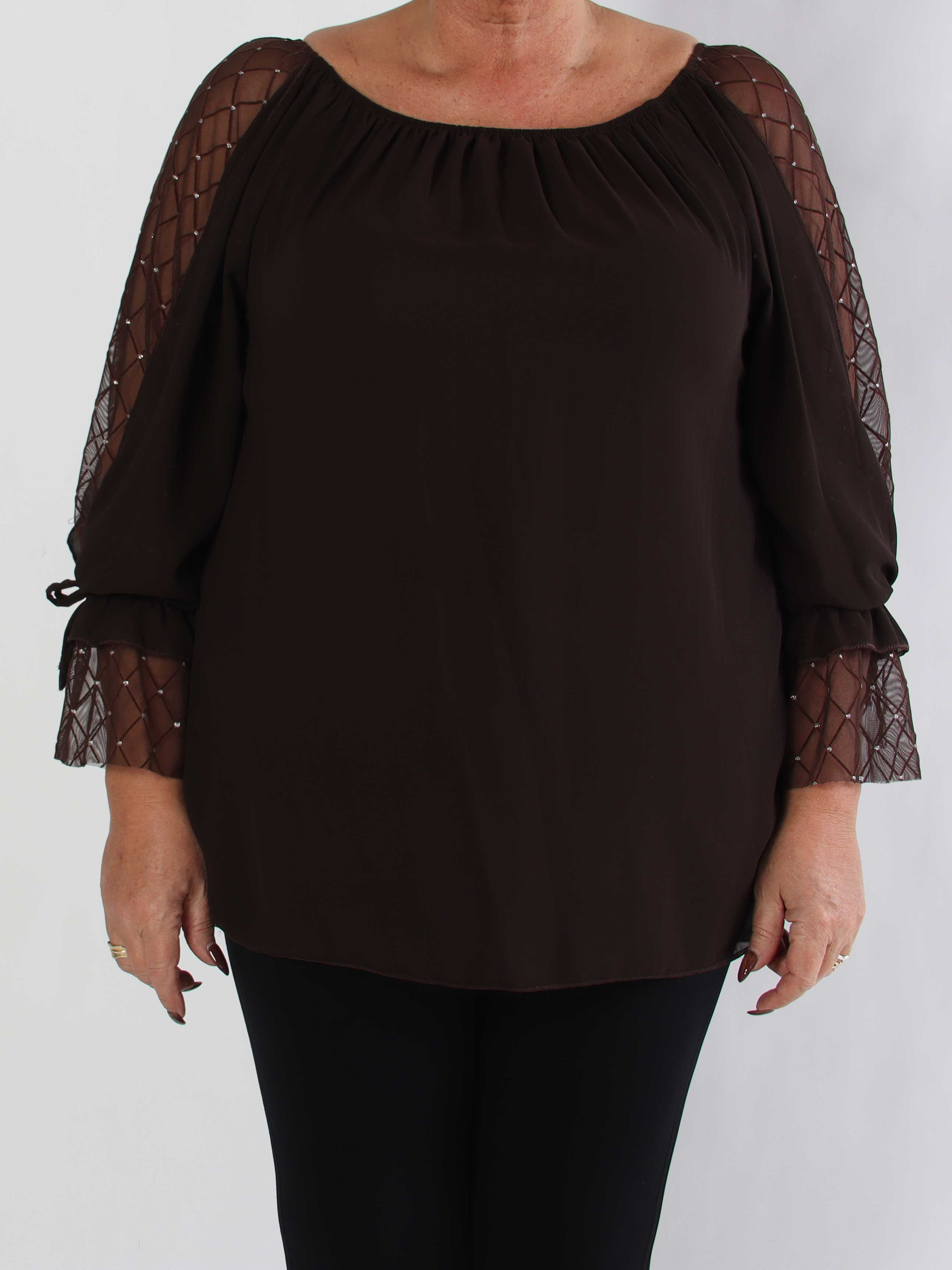Norma - Plus size tunika i chiffon med detaljerede ærmer